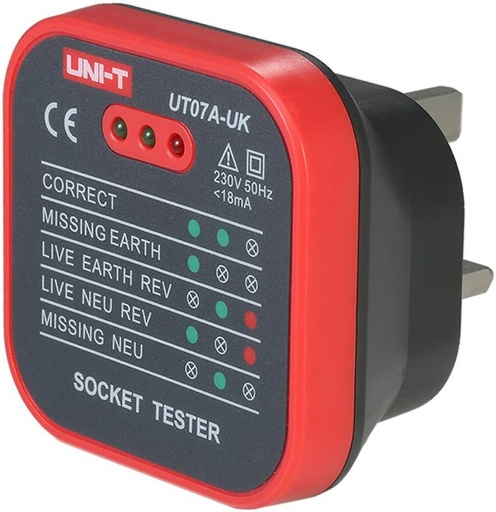 [UT07AUK] UNI-T UT07A 13A AC 220v 插蘇 牆蘇 電制 驗樓 插座檢測器